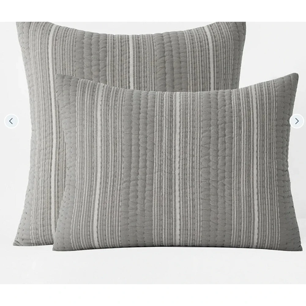 COMPANY STORE QUILTED SHAM STANDARD GRAY MIRROR STRIPE 21IN X 27IN NWT